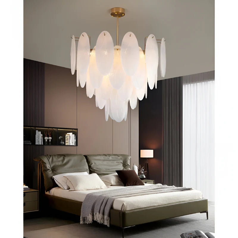 Alonte | Round Gold Modern Frosted Glass LED Chandelier for Living Room