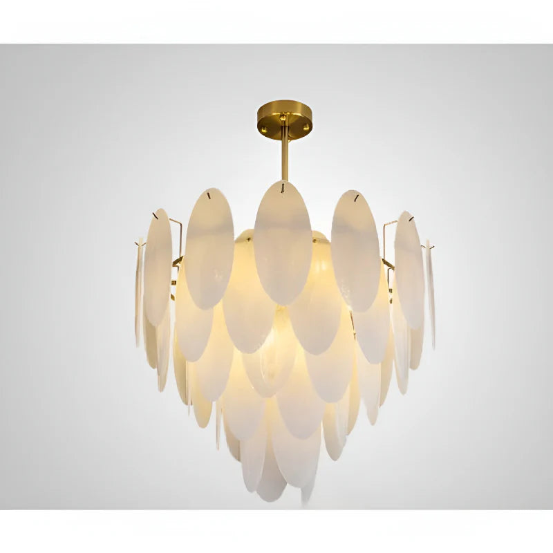 Alonte | Round Gold Modern Frosted Glass LED Chandelier for Living Room