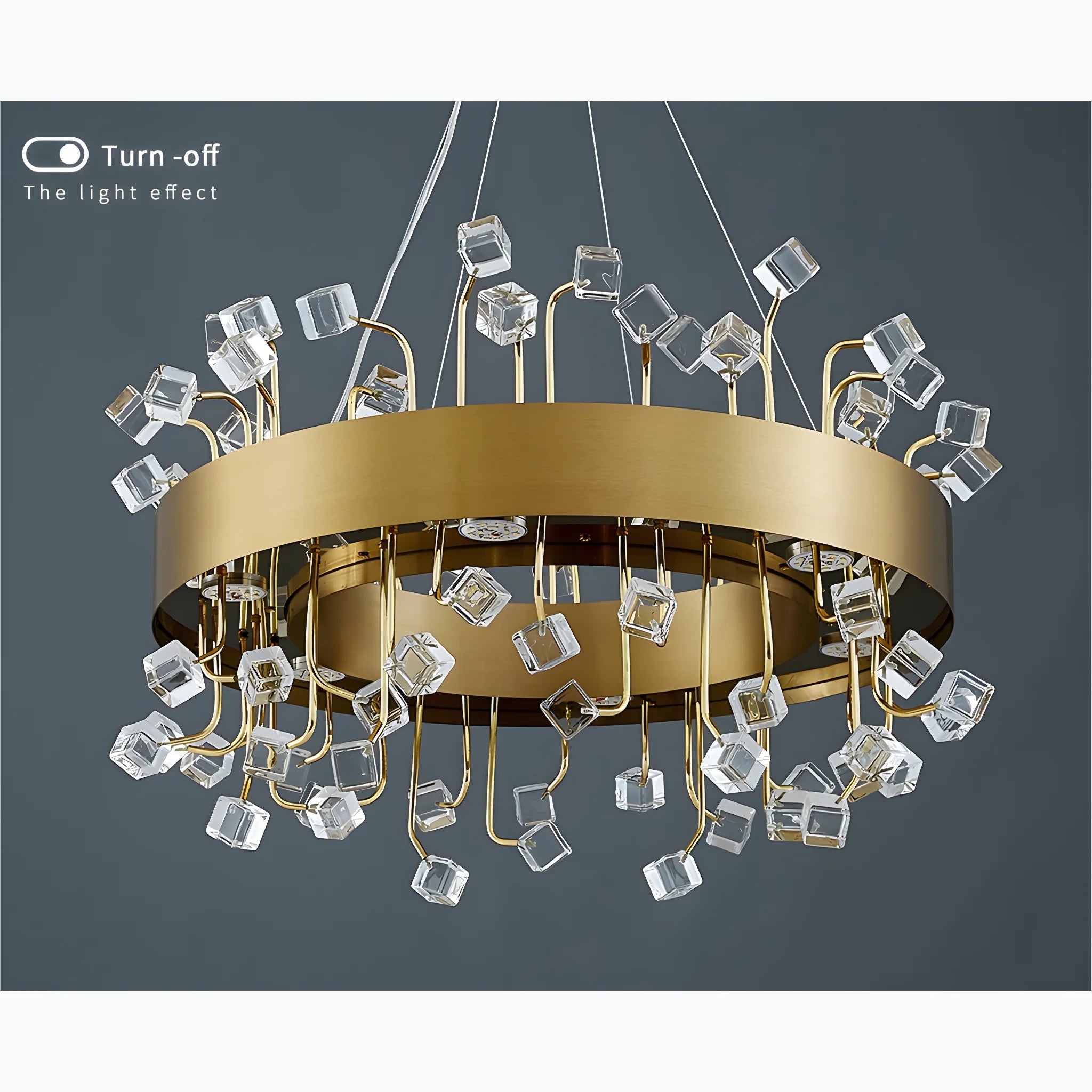 Alpignano | Gold Round Colorful Crystal Chandelier for Living room, Kitchen