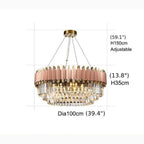 Alseno | Luxury Drum Gold/Pink Round Crystal LED Chandelier For Dining Room