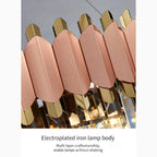 Alseno | Luxury Drum Gold/Pink Round Crystal LED Chandelier For Dining Room