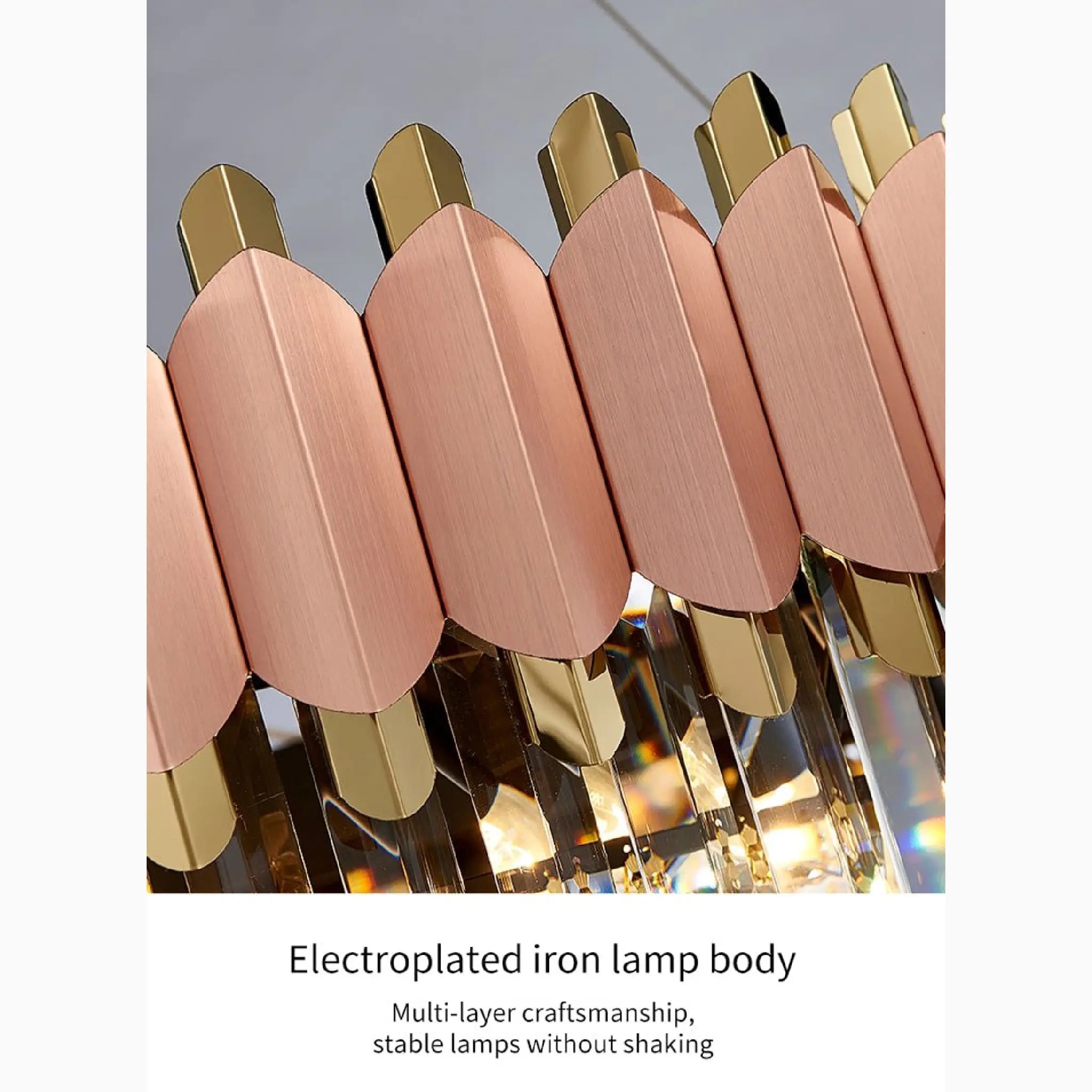 Alseno | Luxury Drum Gold/Pink Round Crystal LED Chandelier For Dining Room