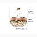 Alseno | Luxury Drum Gold/Pink Round Crystal LED Chandelier For Dining Room