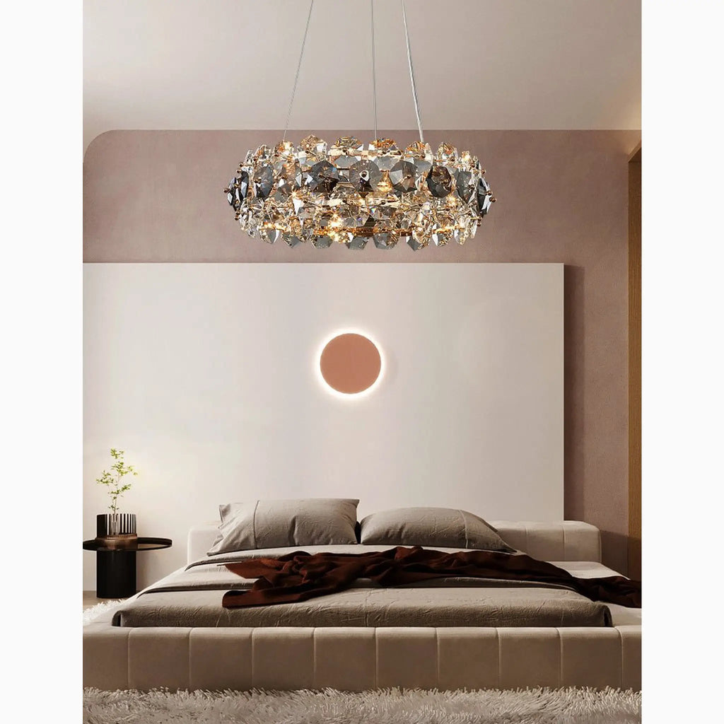 Altare | Round Gold Crystal Modern Chandelier for Living Room