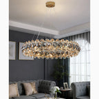Altare | Round Gold Crystal Modern Chandelier for Living Room