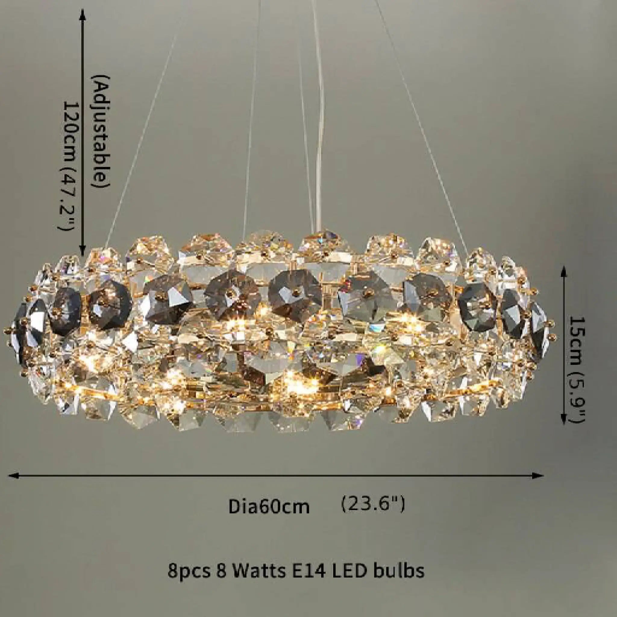 Altare | Round Gold Crystal Modern Chandelier for Living Room
