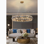 Altare | Round Gold Crystal Modern Chandelier for Living Room