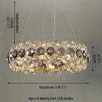 Altare | Round Gold Crystal Modern Chandelier for Living Room
