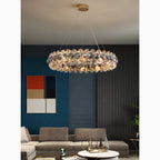 Altare | Round Gold Crystal Modern Chandelier for Living Room