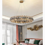 Altare | Round Gold Crystal Modern Chandelier for Living Room