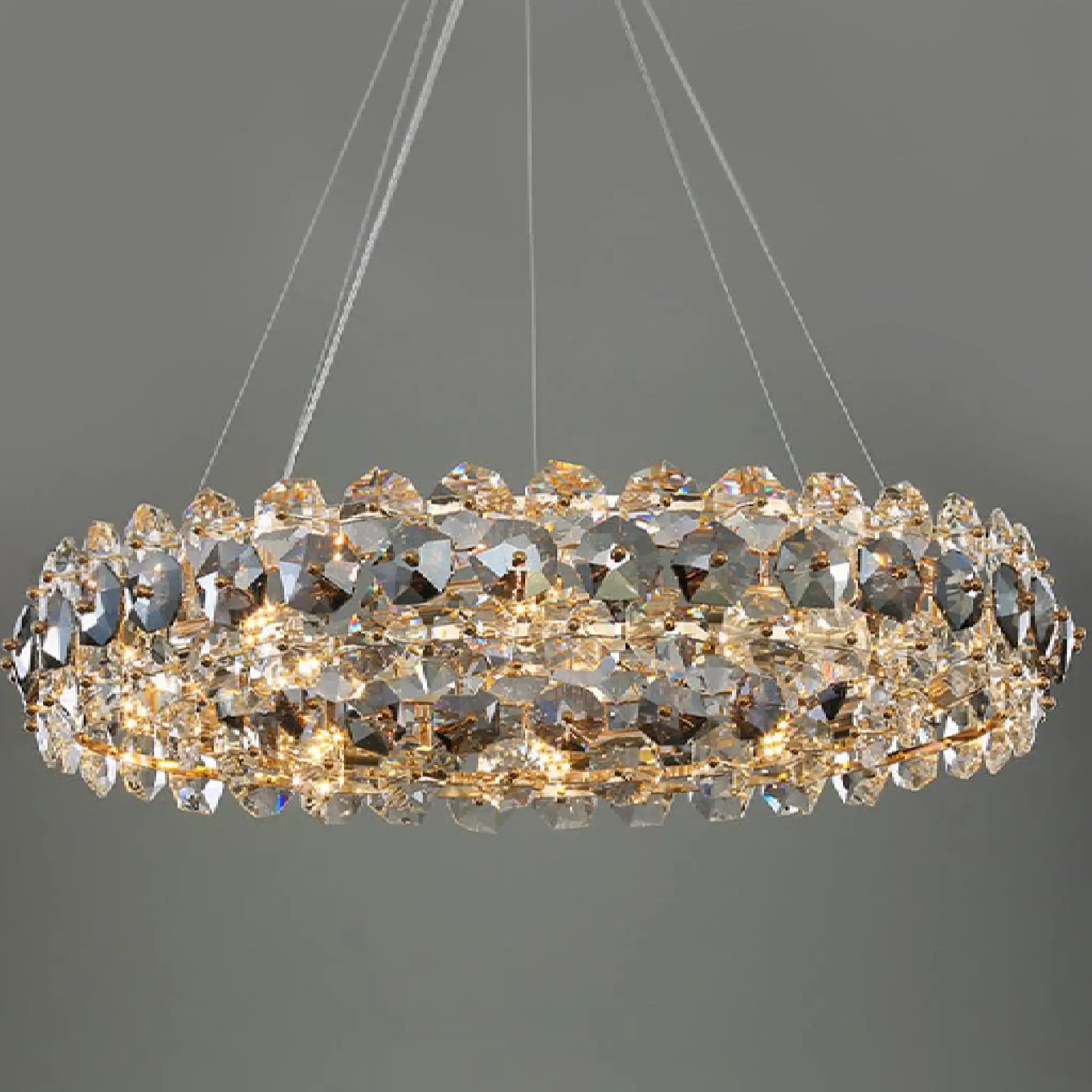 Altare | Round Gold Crystal Modern Chandelier for Living Room