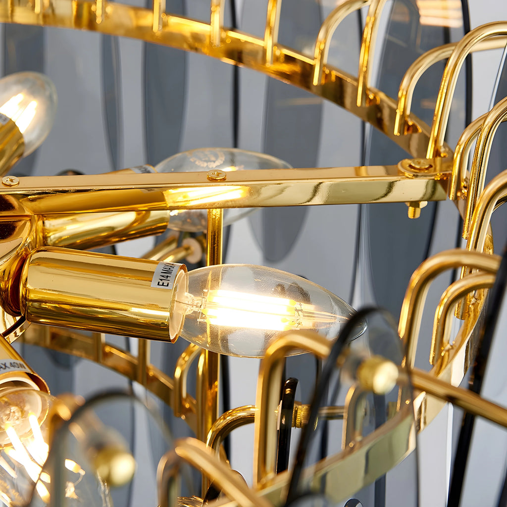 Altavilla Irpina | Round Gold Frosted/Smoke Gray/Blue Crystal Chandelier