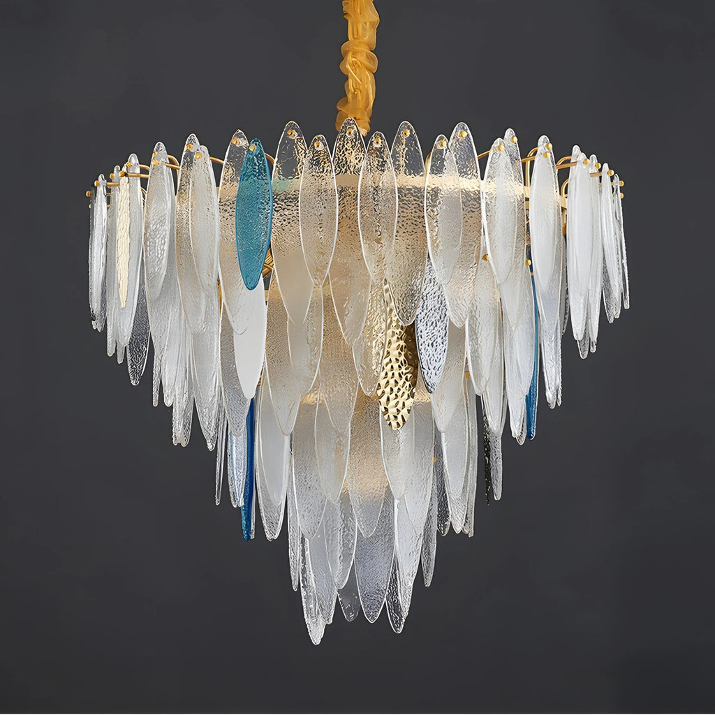 Altavilla Irpina | Round Gold Frosted/Smoke Gray/Blue Crystal Chandelier