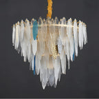 Altavilla Irpina | Round Gold Frosted/Smoke Gray/Blue Crystal Chandelier