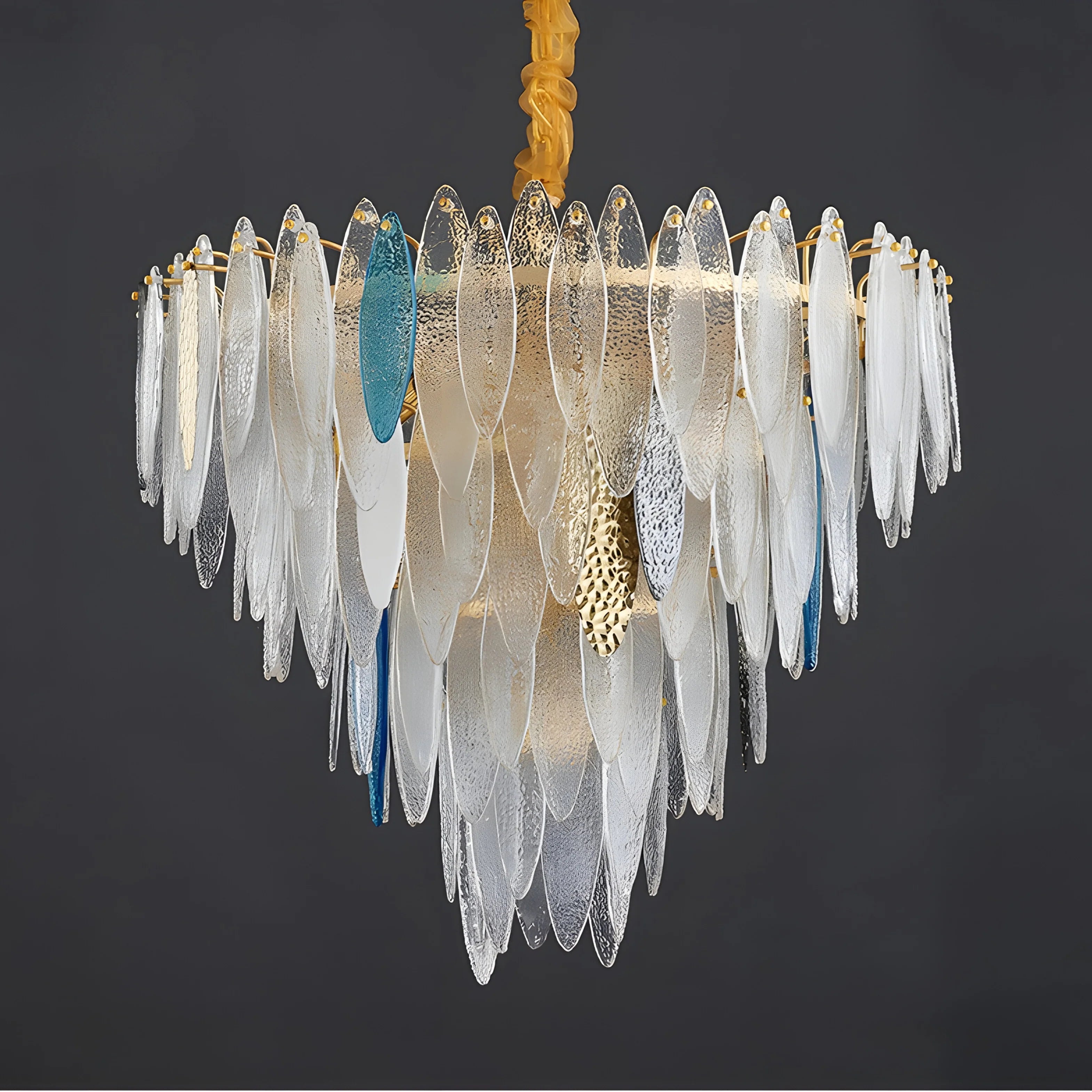 Altavilla Irpina | Round Gold Frosted/Smoke Gray/Blue Crystal Chandelier