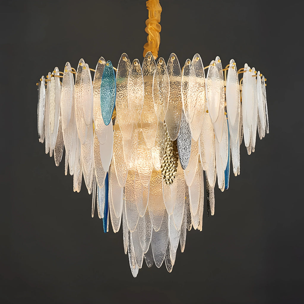 Altavilla Irpina | Round Gold Frosted/Smoke Gray/Blue Crystal Chandelier