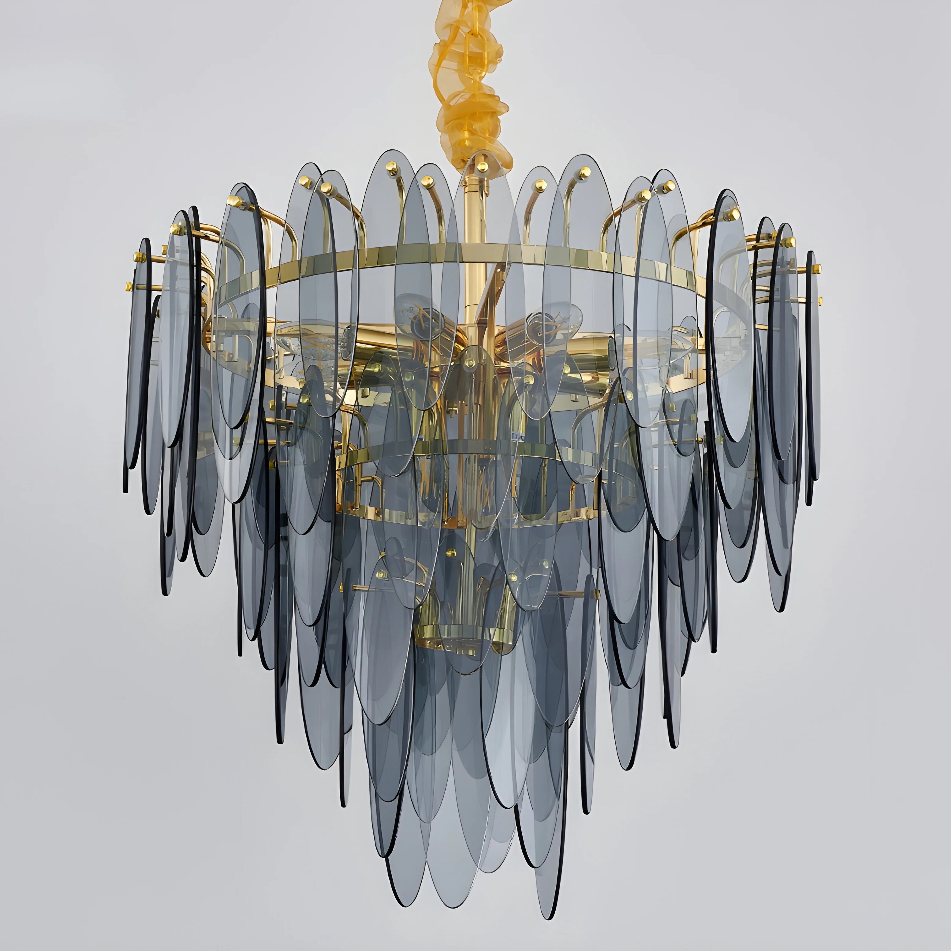 Altavilla Irpina | Round Gold Frosted/Smoke Gray/Blue Crystal Chandelier