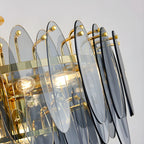 Altavilla Irpina | Round Gold Frosted/Smoke Gray/Blue Crystal Chandelier