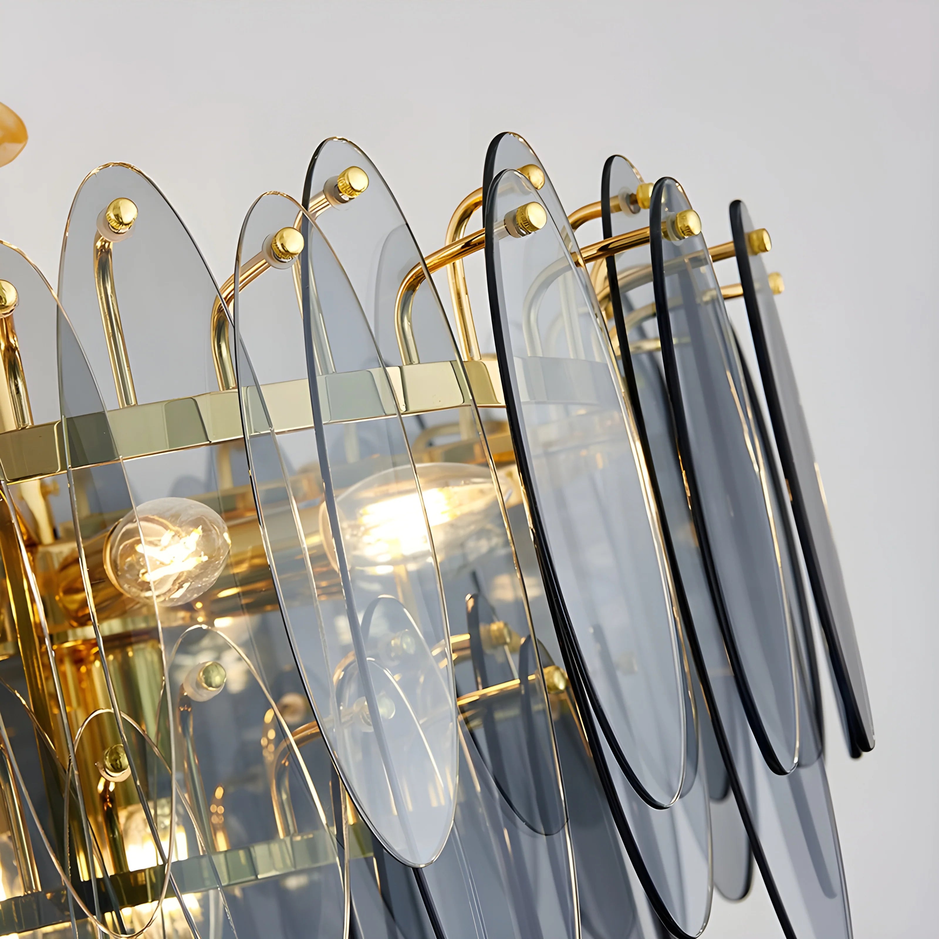 Altavilla Irpina | Round Gold Frosted/Smoke Gray/Blue Crystal Chandelier