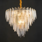 Altavilla Irpina | Round Gold Frosted/Smoke Gray/Blue Crystal Chandelier