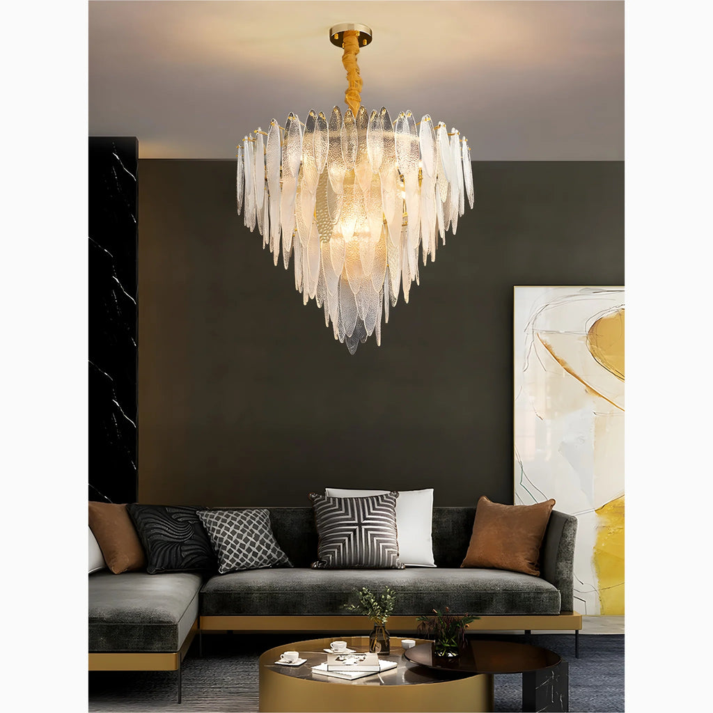 Altavilla Irpina | Round Gold Frosted/Smoke Gray/Blue Crystal Chandelier