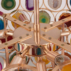 Altavilla Milicia | Gold Round Colorful Agate Stone Bohemian Style Chandelier
