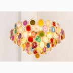 Altavilla Milicia | Gold Round Colorful Agate Stone Bohemian Style Chandelier