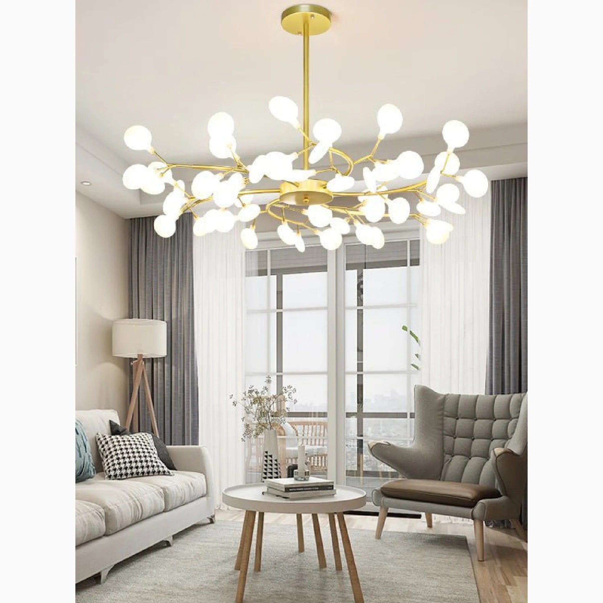 Altavilla Vicentina | Gold/Black Nordic Design Flower LED Chandelier