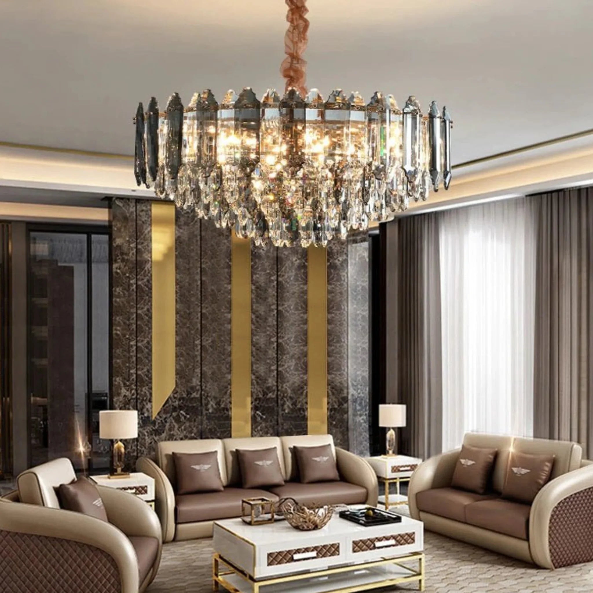 Altendorf | Chrome Crystal Round Chandelier for Living room