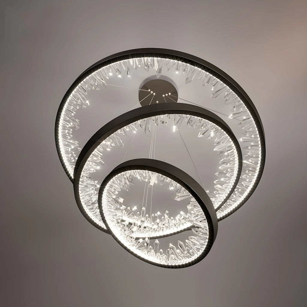 Altidona | Black Rings Modern Crystal Creative Luxury Hanging Led Chandelier
