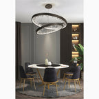 Altidona | Black Rings Modern Crystal Creative Luxury Hanging Led Chandelier