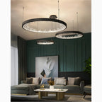 Altidona | Black Rings Modern Crystal Creative Luxury Hanging Led Chandelier