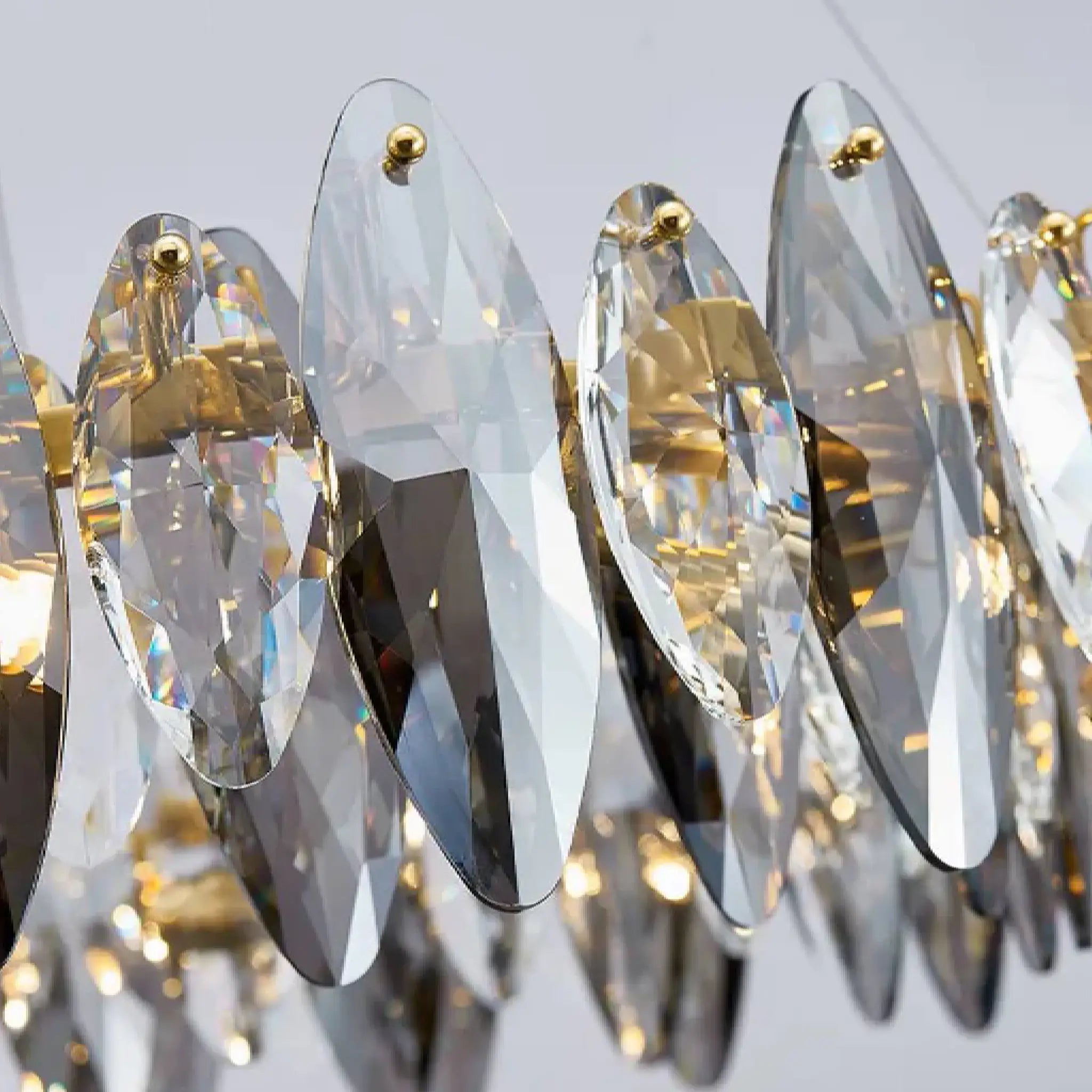 Ampezzo | Round Gray Chandelier With Big Crystals