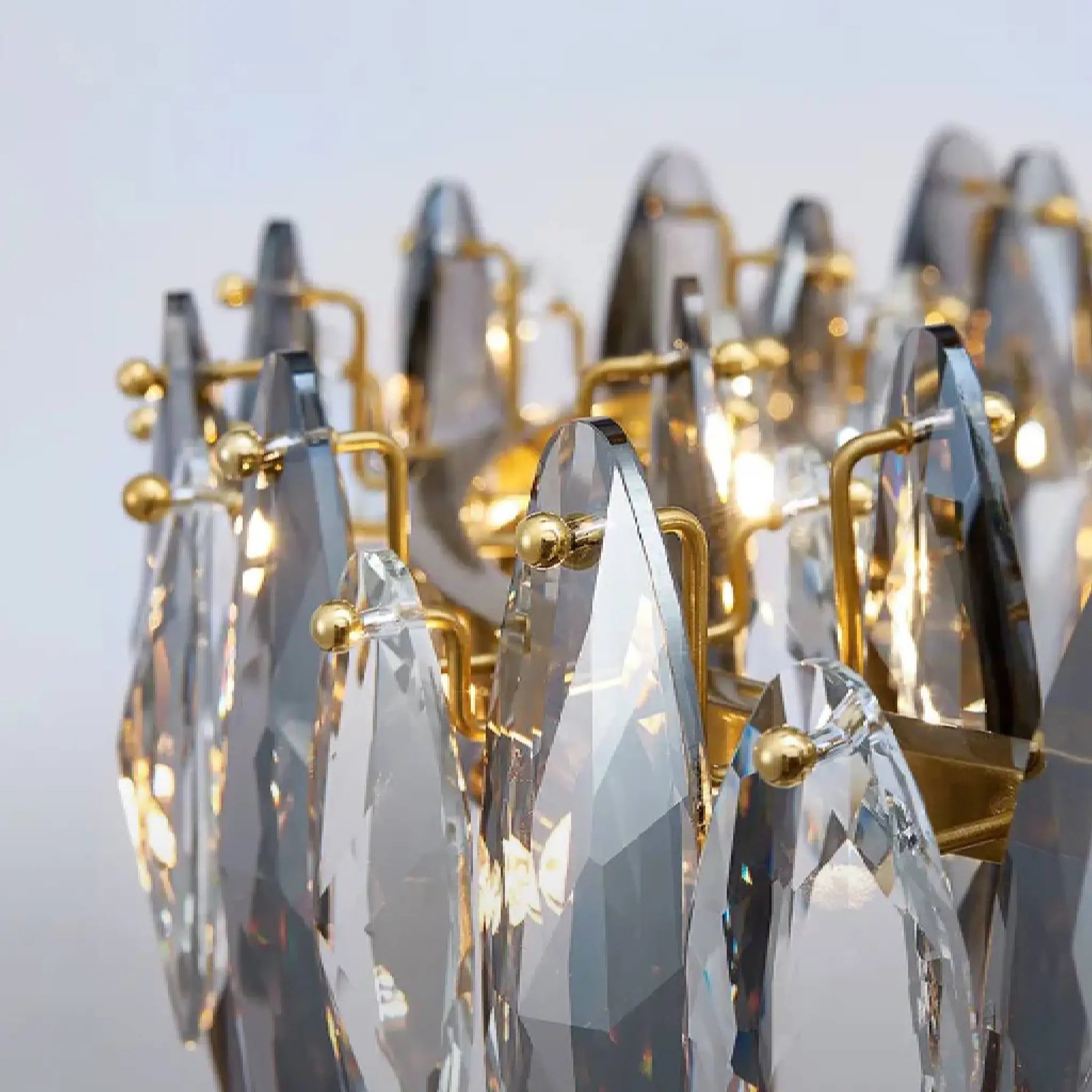 Ampezzo | Round Gray Chandelier With Big Crystals