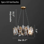 Ampezzo | Round Gray Chandelier With Big Crystals