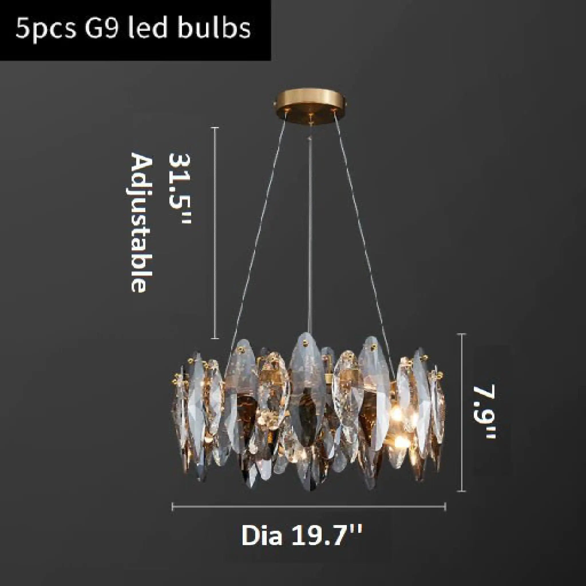 Ampezzo | Round Gray Chandelier With Big Crystals