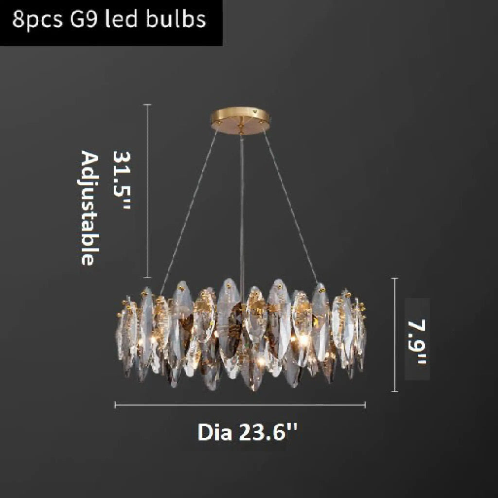 Ampezzo | Round Gray Chandelier With Big Crystals