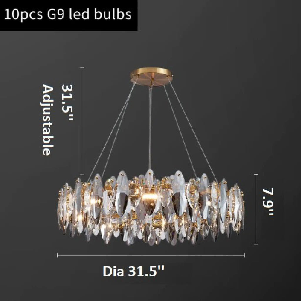 Ampezzo | Round Gray Chandelier With Big Crystals