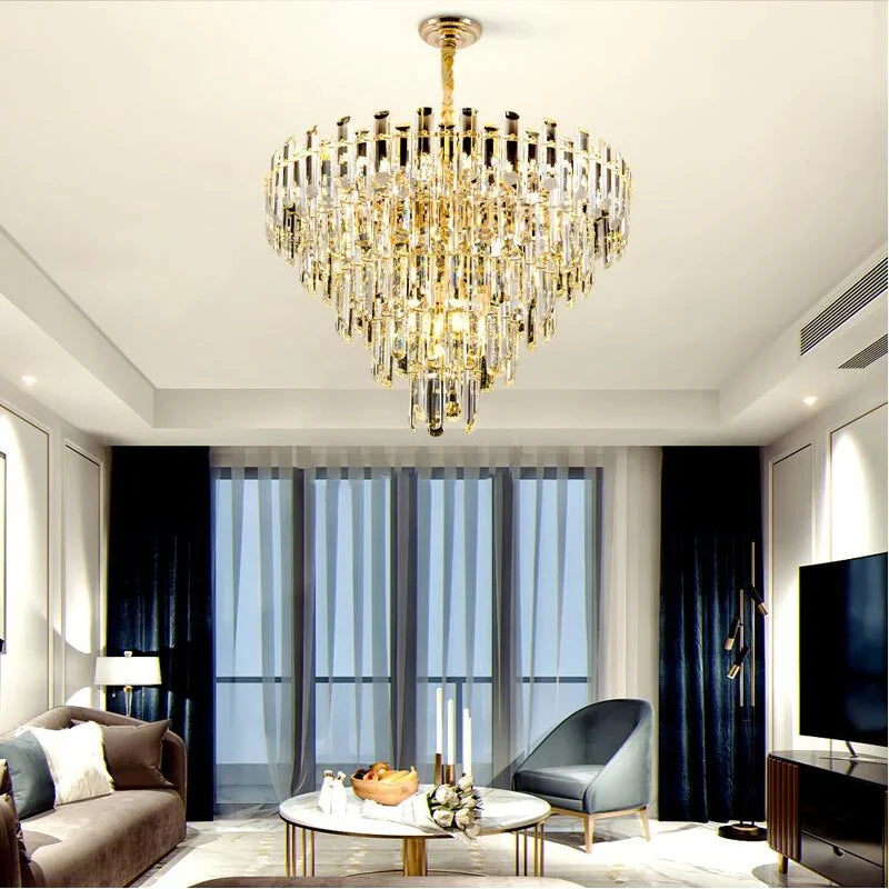 Amriswil | Contemporary Smoky Gray Chandelier for Living Room