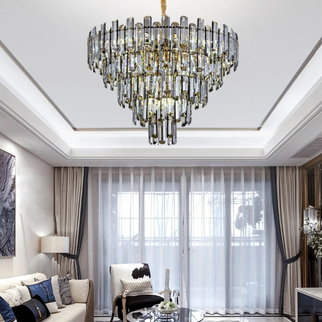Amriswil | Contemporary Smoky Gray Chandelier for Living Room