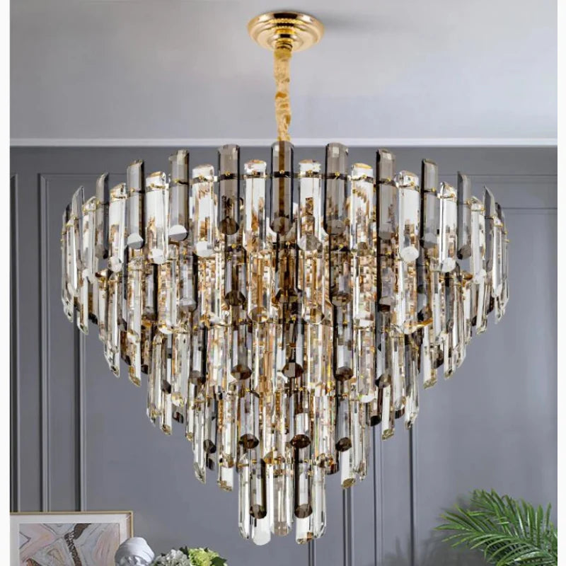 Amriswil | Contemporary Smoky Gray Chandelier for Living Room