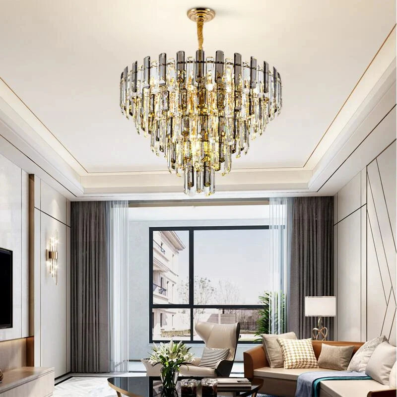 Amriswil | Contemporary Smoky Gray Chandelier for Living Room
