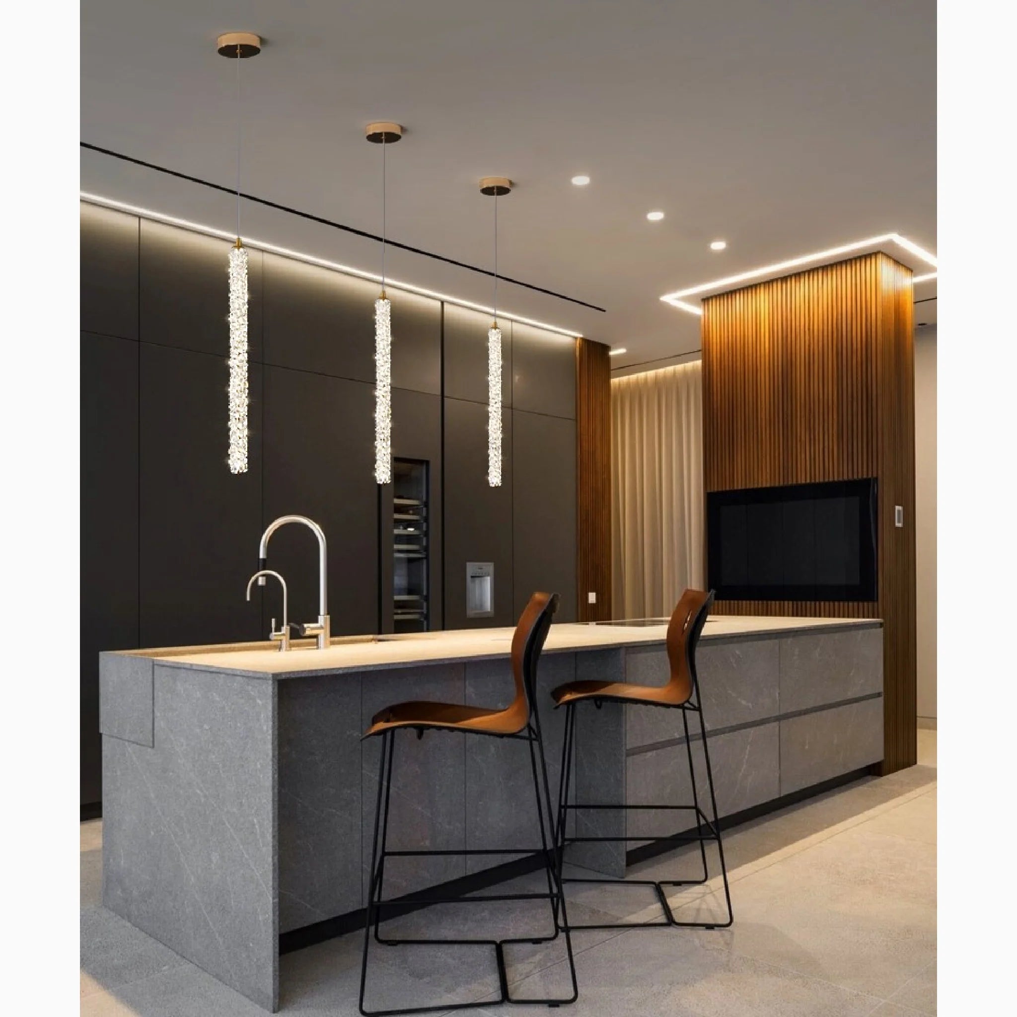 Andon | Modern Crystal Pendant Light with Adjustable Strip