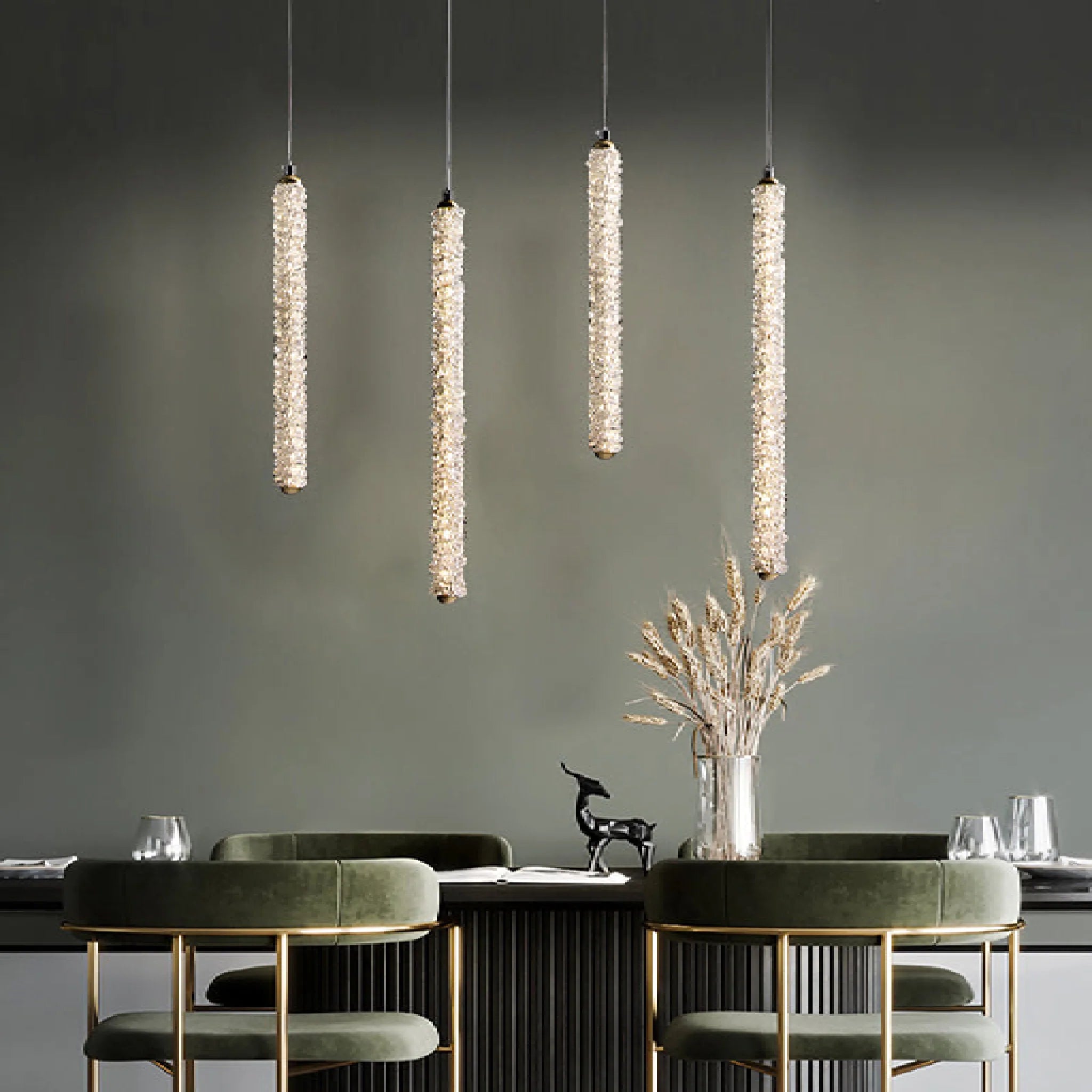 Andon | Modern Crystal Pendant Light with Adjustable Strip