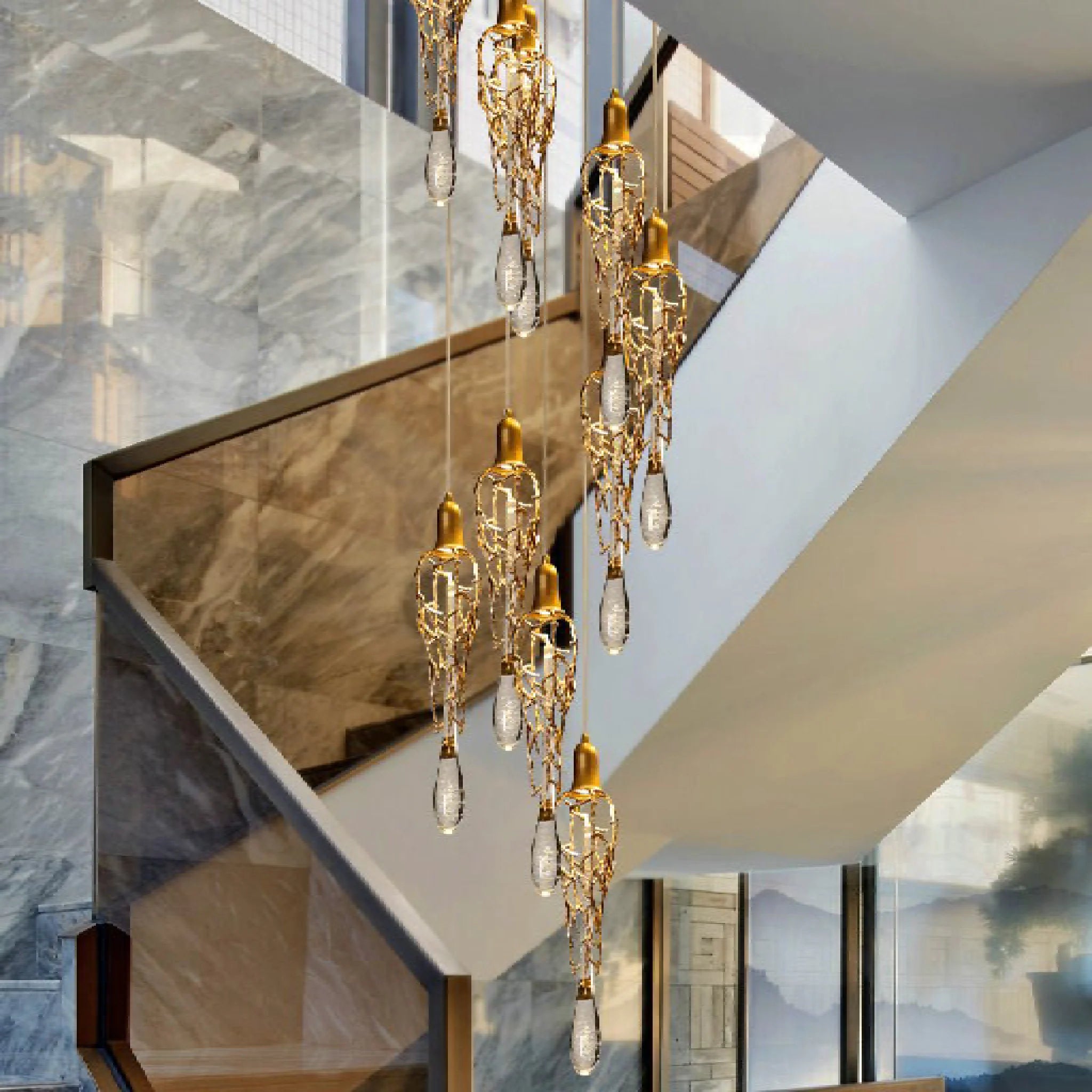 Andora | Creative Crystal Chandelier with Clear Glass Drops