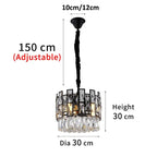 Art Deco Drum Black Crystal Chandelier for Dining Area