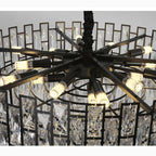 Art Deco Drum Black Crystal Chandelier for Dining Area