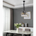 Art Deco Drum Black Crystal Chandelier for Dining Area