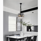 Art Deco Drum Black Crystal Chandelier for Dining Area
