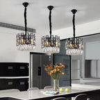 Art Deco Drum Black Crystal Chandelier for Dining Area